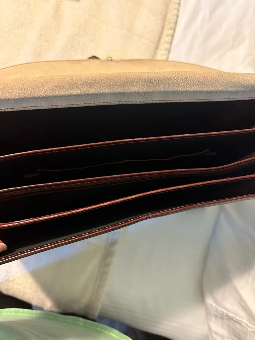 Vintage RENWICK Brown Leather Briefcase/Portfolio Canada Strap Pockets Lock READ